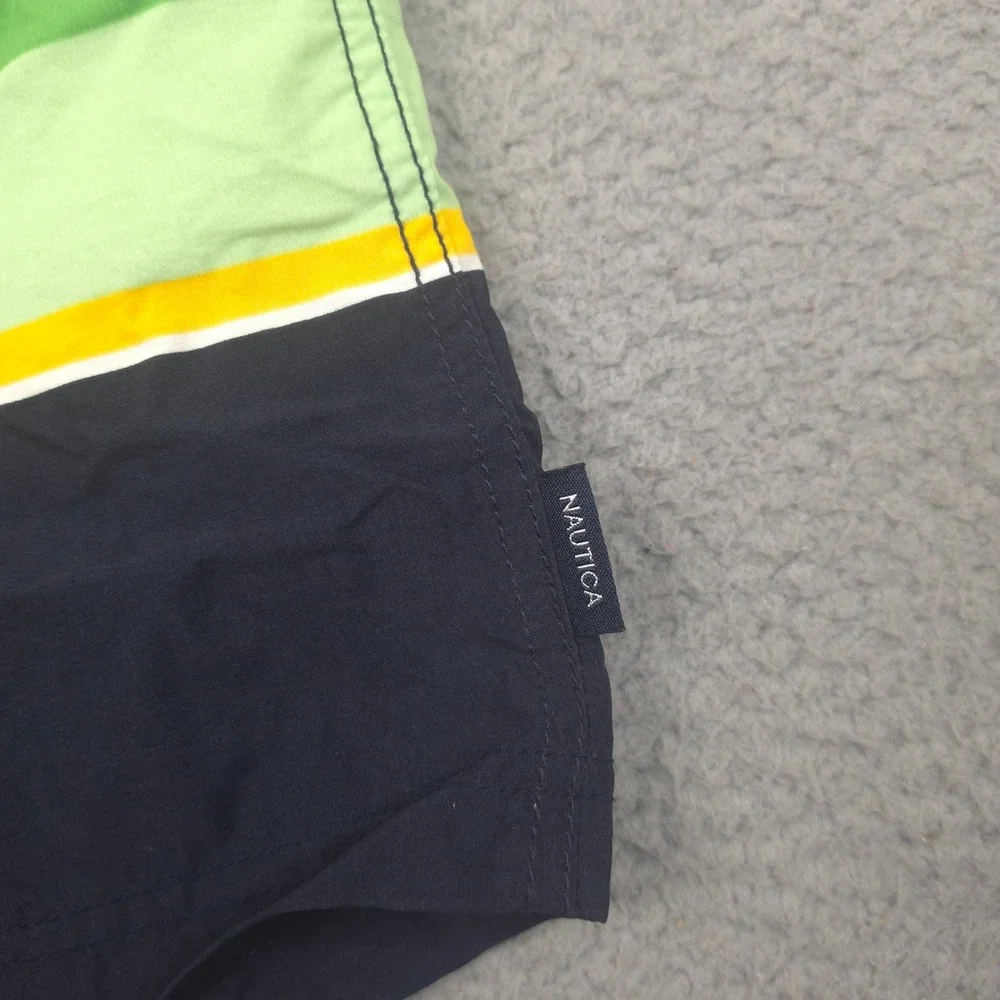 Vintage Nautica Swim Trunks Mens Large 34 Striped Blue Green Yellow Lined Shorts